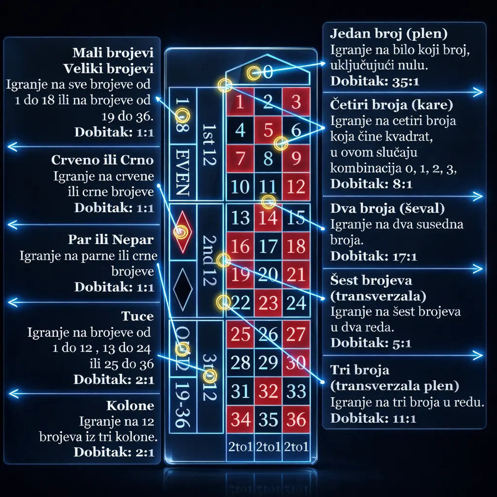 Vrste uloga na ruletu i kvote isplate: od plena do spoljašnjih opklada